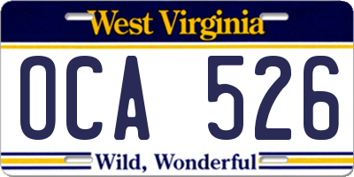 WV license plate OCA526