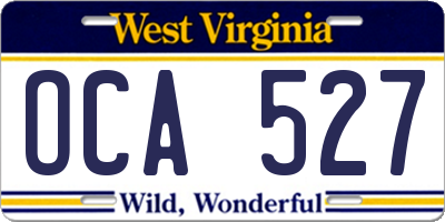 WV license plate OCA527