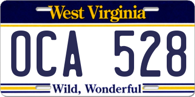WV license plate OCA528