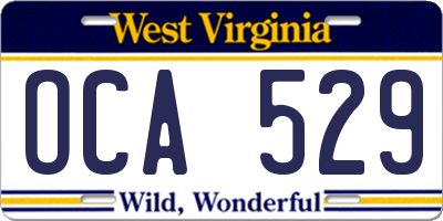 WV license plate OCA529