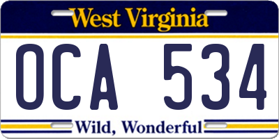 WV license plate OCA534