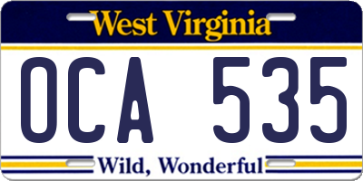 WV license plate OCA535