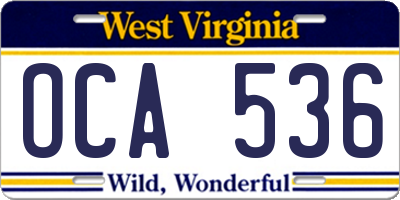 WV license plate OCA536