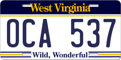 WV license plate OCA537