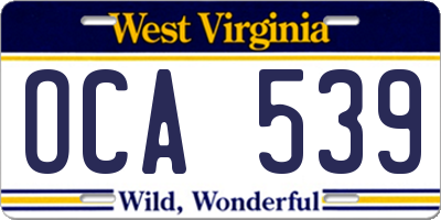 WV license plate OCA539
