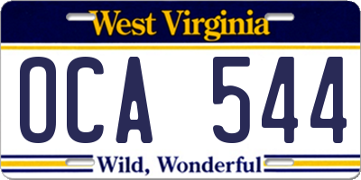 WV license plate OCA544