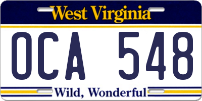 WV license plate OCA548