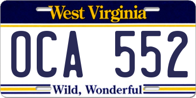 WV license plate OCA552