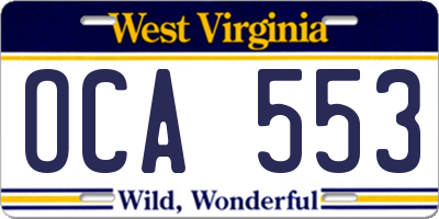 WV license plate OCA553