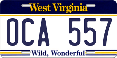 WV license plate OCA557
