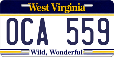 WV license plate OCA559