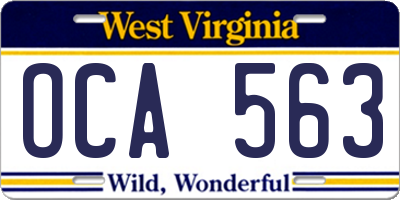 WV license plate OCA563