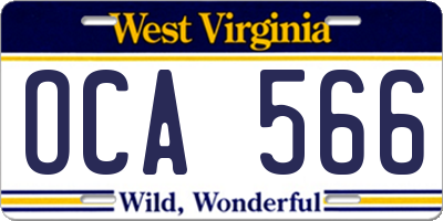 WV license plate OCA566