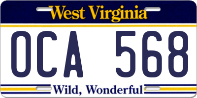 WV license plate OCA568