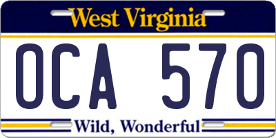 WV license plate OCA570
