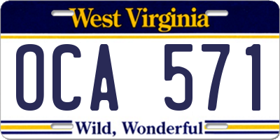 WV license plate OCA571