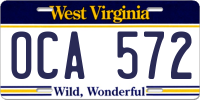 WV license plate OCA572