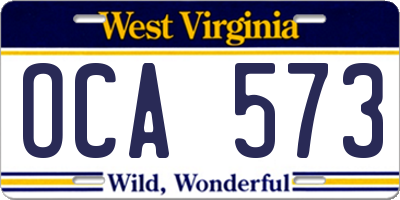 WV license plate OCA573