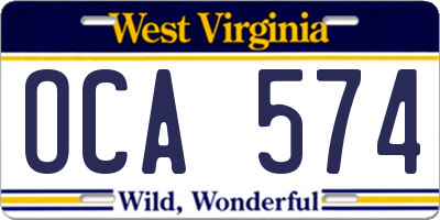 WV license plate OCA574