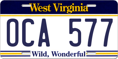 WV license plate OCA577