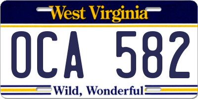 WV license plate OCA582