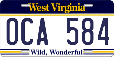 WV license plate OCA584