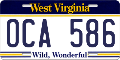 WV license plate OCA586