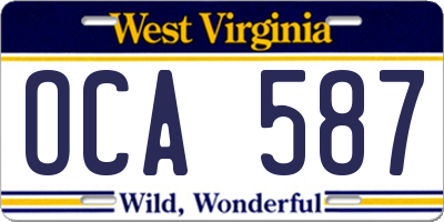 WV license plate OCA587