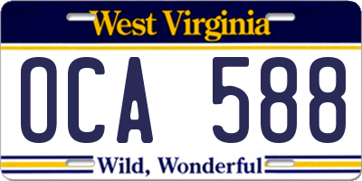 WV license plate OCA588