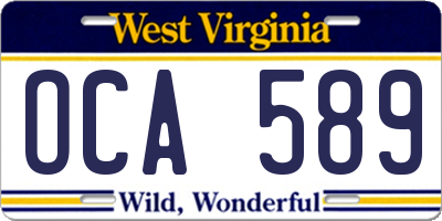 WV license plate OCA589
