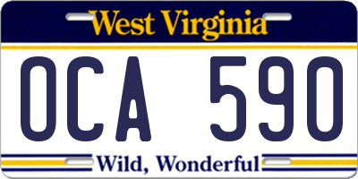 WV license plate OCA590