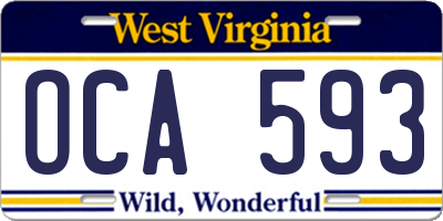 WV license plate OCA593