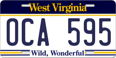 WV license plate OCA595