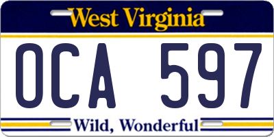 WV license plate OCA597