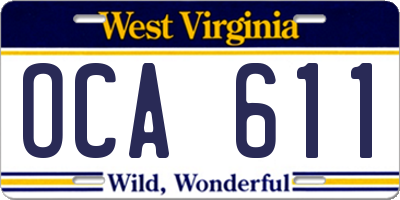 WV license plate OCA611