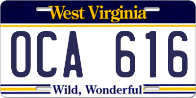 WV license plate OCA616