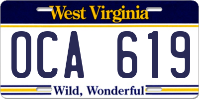 WV license plate OCA619