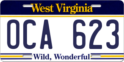 WV license plate OCA623