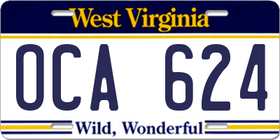 WV license plate OCA624