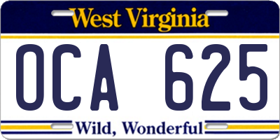 WV license plate OCA625