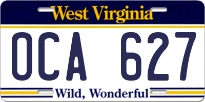 WV license plate OCA627