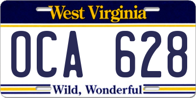 WV license plate OCA628