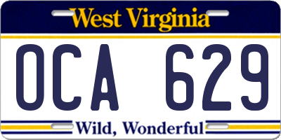 WV license plate OCA629