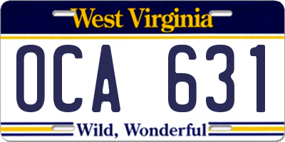 WV license plate OCA631