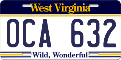 WV license plate OCA632