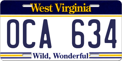 WV license plate OCA634