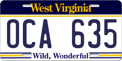 WV license plate OCA635