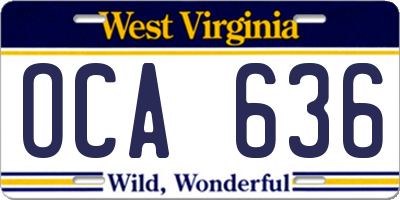 WV license plate OCA636
