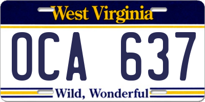 WV license plate OCA637