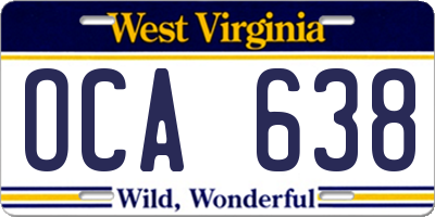 WV license plate OCA638